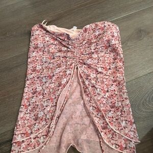 Garage Pink Floral Asymmetrical Top